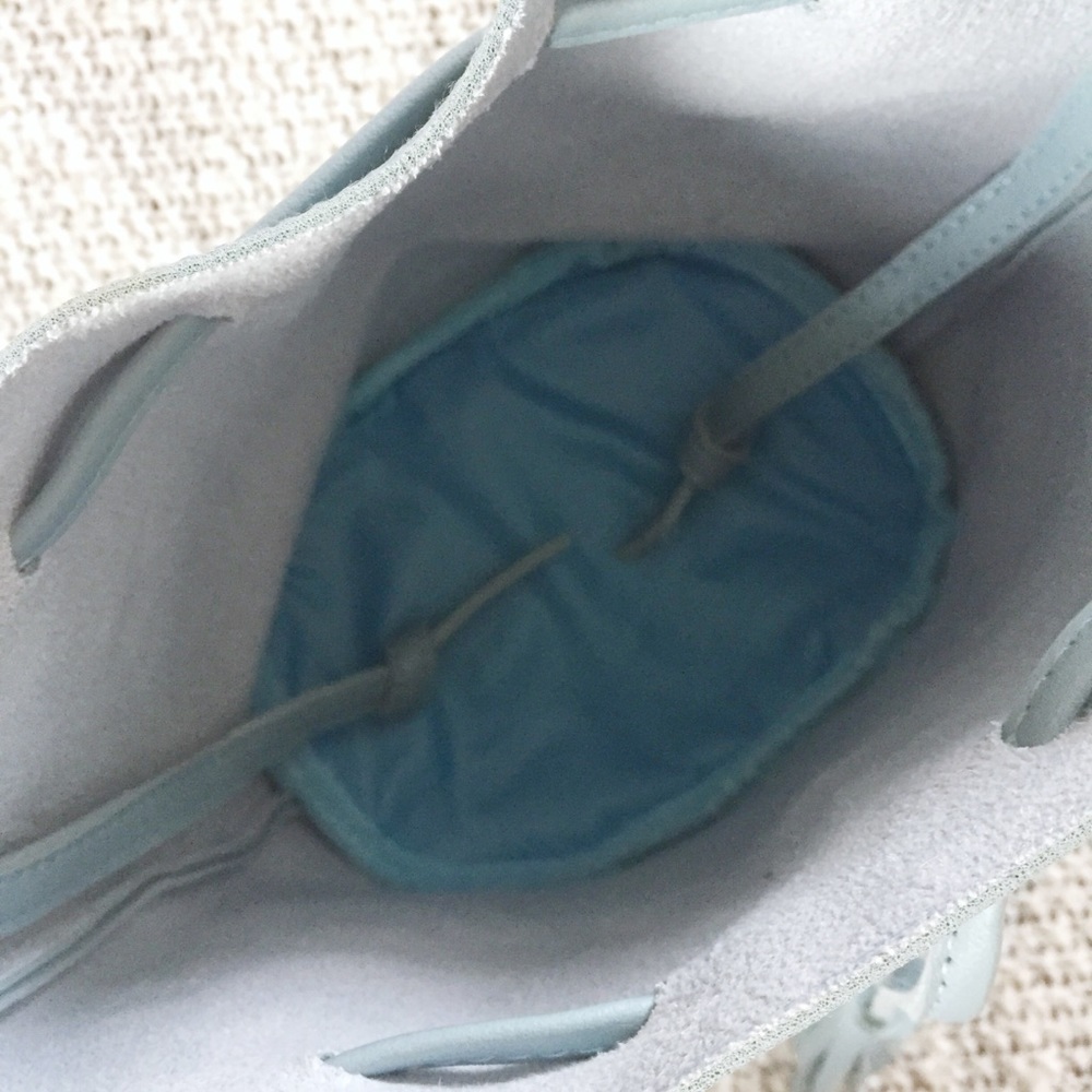 Boho Blue Drawstring Bucket Bag Crossbody Purse - Picture 4 of 5